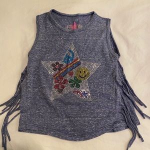 Hannah Sky fringe tee with rhinestone